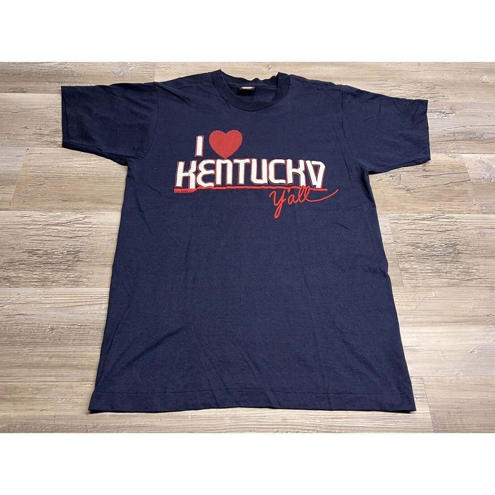 Vintage 80s 90s I Love Kentucky Yall Souvenir T-Shirt Puff Paint Single Stitch M